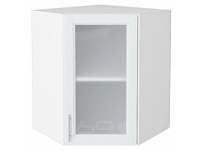 Шкаф верхний угловой остекленный Сканди White Softwood/Белый 716*600*600