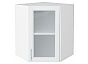 Шкаф верхний угловой остекленный Сканди White Softwood/Белый 716*600*600