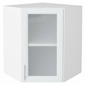 Шкаф верхний угловой остекленный Сканди White Softwood/Белый 716*600*600