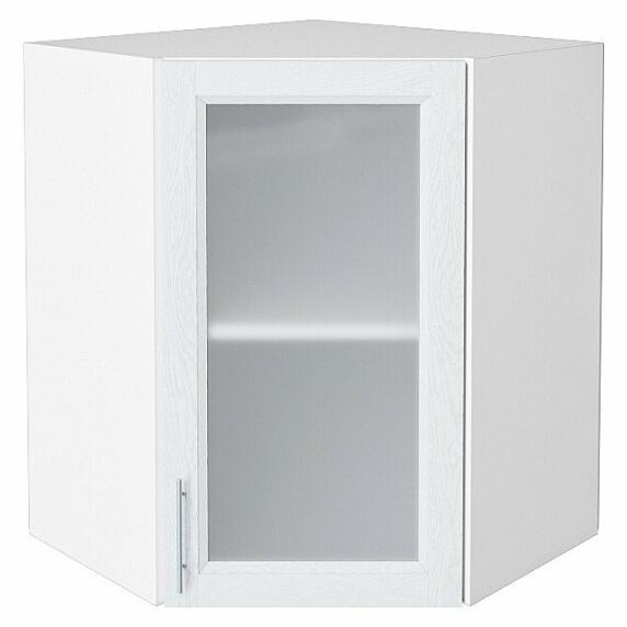 Шкаф верхний угловой остекленный Сканди White Softwood/Белый 716*600*600