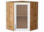 Шкаф верхний угловой остекленный Сканди White Softwood Дуб Вотан 716*600*600