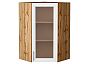 Шкаф верхний угловой остекленный Сканди White Softwood Дуб Вотан 920*600*600