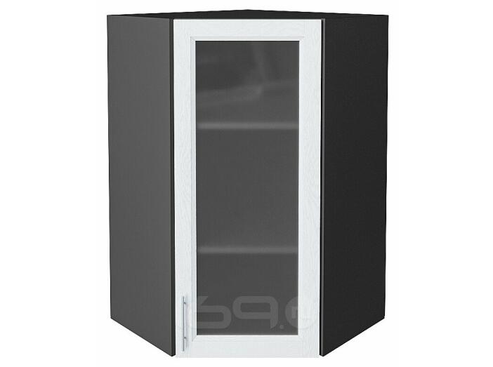Шкаф верхний угловой остекленный Сканди White Softwood Graphite