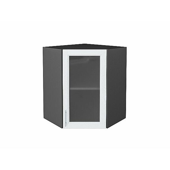 Шкаф верхний угловой остекленный Сканди White Softwood Graphite