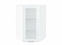 Шкаф верхний угловой остекленный Валерия-М Белый глянец Белый 920*600*600