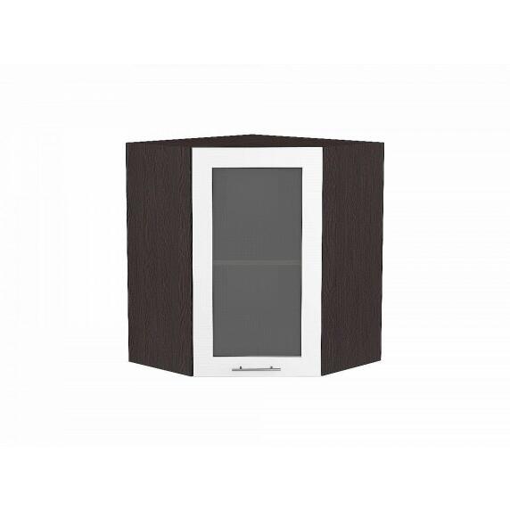 Шкаф верхний угловой остекленный Валерия-М Белый глянец Graphite