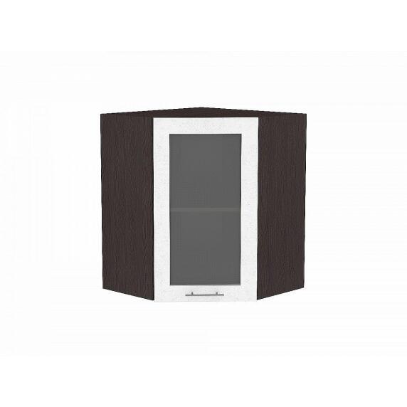 Шкаф верхний угловой остекленный Валерия-М Белый металлик Graphite