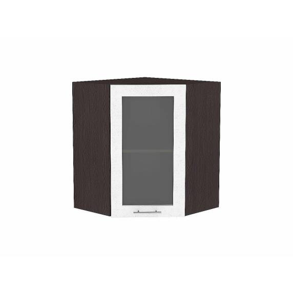 Шкаф верхний угловой остекленный Валерия-М Белый металлик Graphite