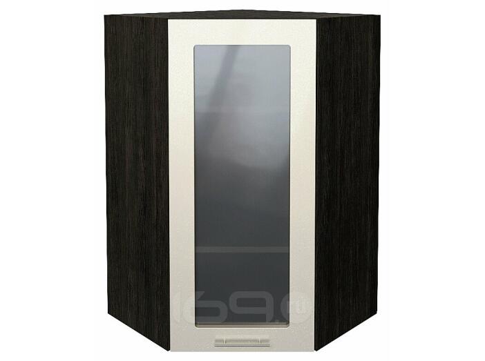 Шкаф верхний угловой остекленный Валерия-М Бежевый металлик Graphite 920*600*600
