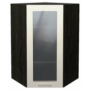 Шкаф верхний угловой остекленный Валерия-М Бежевый металлик Graphite 920*600*600