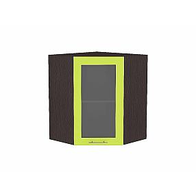 Шкаф верхний угловой остекленный Валерия-М Лайм глянец Graphite