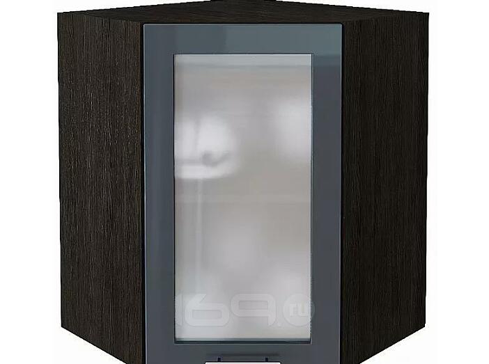 Шкаф верхний угловой остекленный Валерия-М ВУ 590 Антрацит-Венге