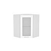 Шкаф верхний угловой остекленный Вега ВУ 590 Белый металлик-Белый