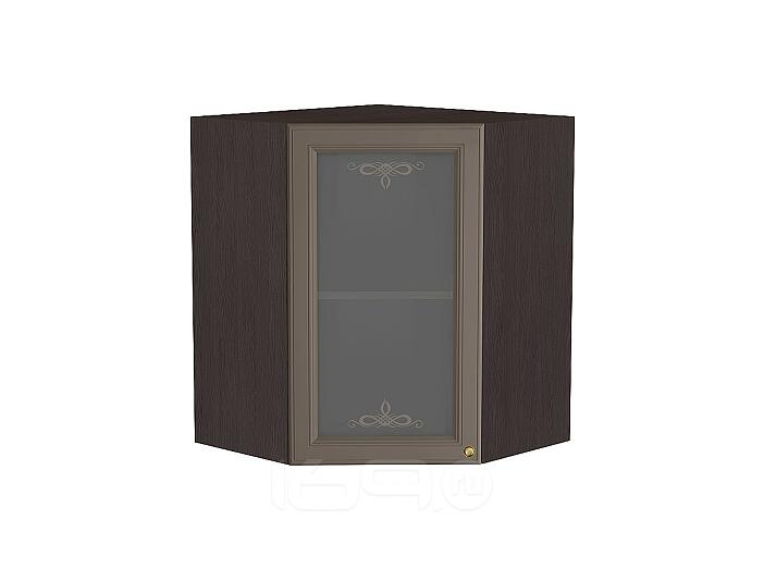 Шкаф верхний угловой остекленный Версаль ВУ 599 Смоки Софт-Венге
