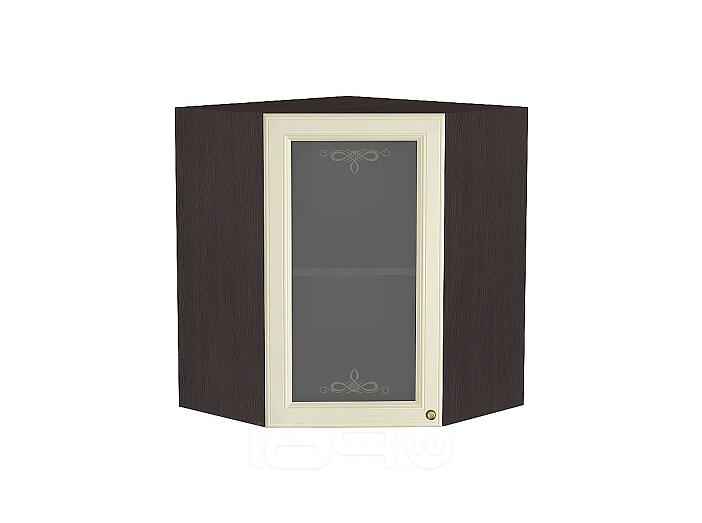 Шкаф верхний угловой остекленный Версаль ВУ 599 Ваниль Софт-Венге
