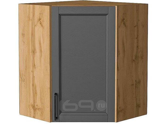 Шкаф верхний угловой Сканди Stormy Silkwood/Дуб Вотан 716*600*600