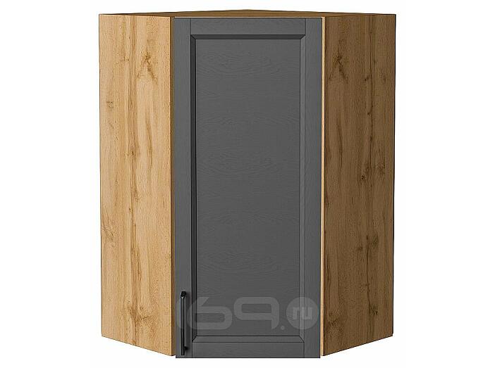 Шкаф верхний угловой Сканди Stormy Silkwood/Дуб Вотан 920*600*600