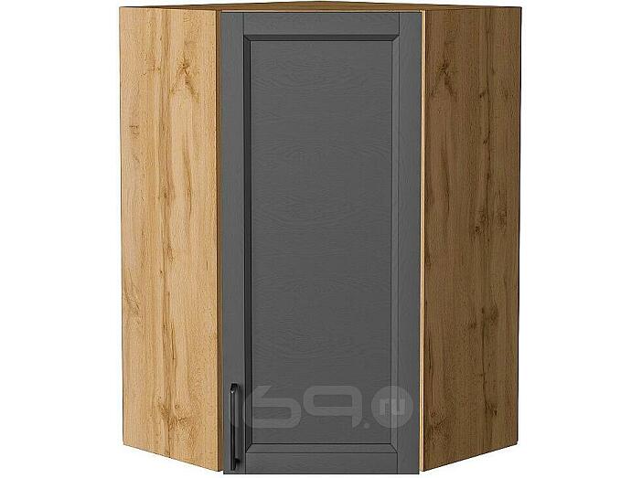 Шкаф верхний угловой Сканди Stormy Silkwood/Дуб Вотан 920*600*600