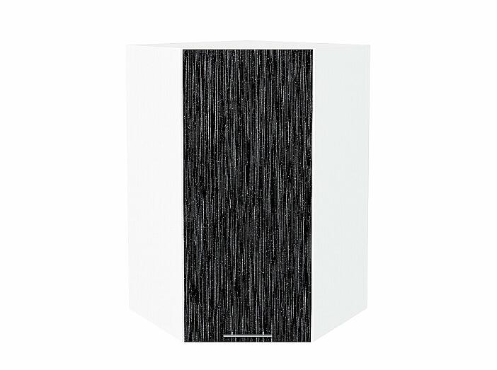 Шкаф верхний угловой Валерия-М Черный металлик дождь Белый 920*600*600