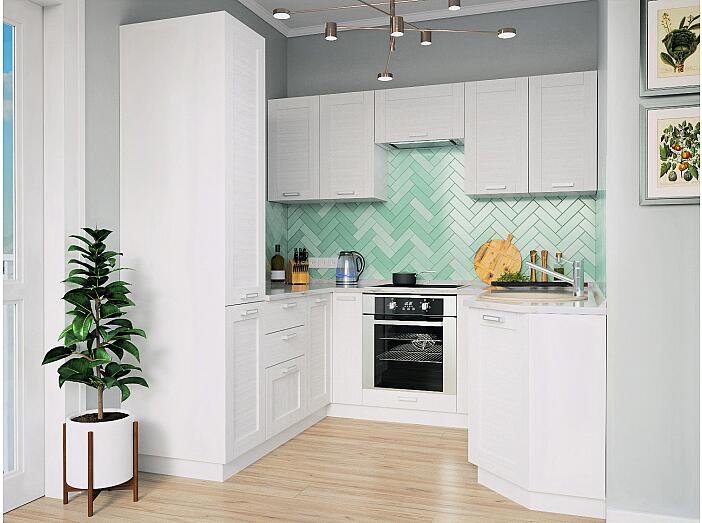 П-образная кухня Лофт-05 Snow Veralinga/Белый