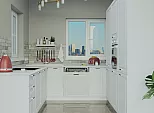 Модульный кухонный гарнитур Прага-19 Белое дерево/Белый 2130x2400/2580x600