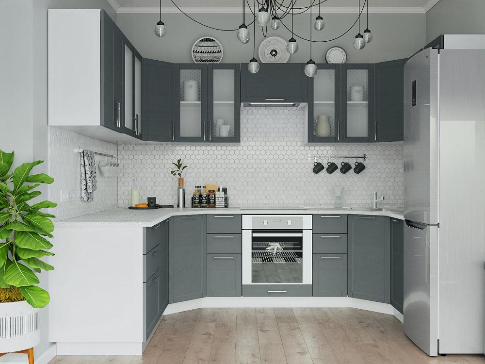 

П-образная кухня Сканди-06 Graphite Softwood/Белый