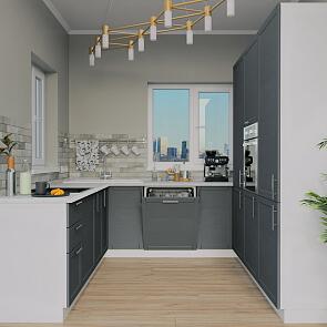 П-образная кухня Сканди-08 Graphite Softwood/Белый