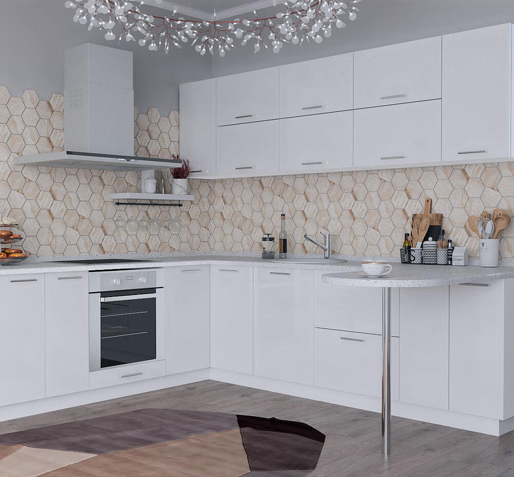 П-образная кухня Валерия-М-09 Белый глянец/Белый гостиная монтана мини atelier белый глянец 71020126
