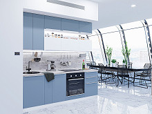 Кухня Прямая кухня Фьюжн-01 Silky Blue-Silky White | 2,3м