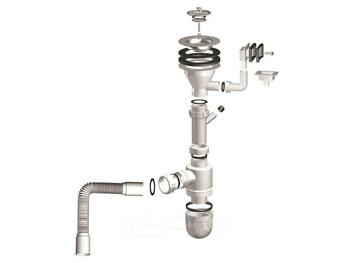 Выпуск с переливом S701R (в комплекте с сифоном и гофросифоном 3 ½’’)
