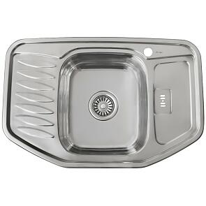 Мойка врезная 785118/0,8 1Ч2К Глянец 780*510 Левая