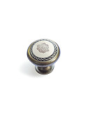 Ручка кнопка мебельная К-4 Старинная бронза/Керамика тюльпан