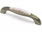 Ручка скоба мебельная С-34 96 мм Старинная бронза/Керамика тюльпан