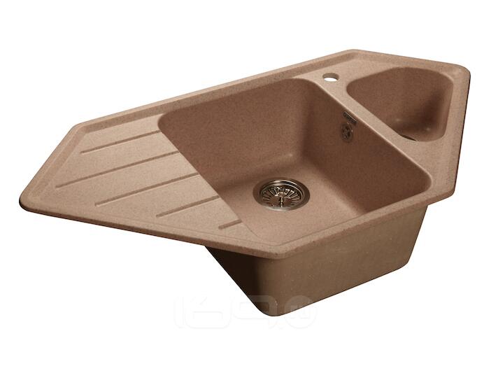 Мойка GRANFEST Мрамор угловая GF-C950E (930х485 мм) бежевый