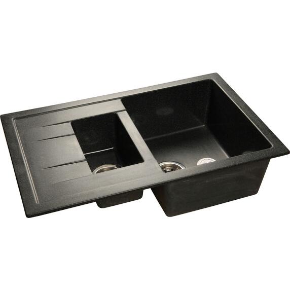Мойка GranFest Quadro 775KL 1,5 чаши с крылом 765*495мм черный