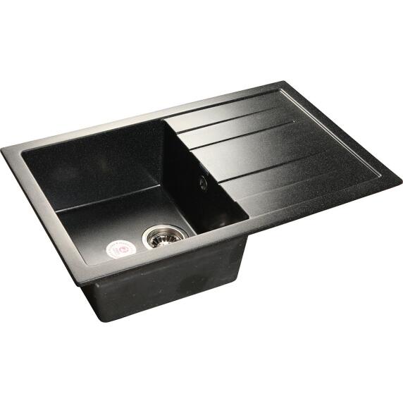 Мойка GranFest Quadro 780L 1 чаша с крылом 770*495мм черный