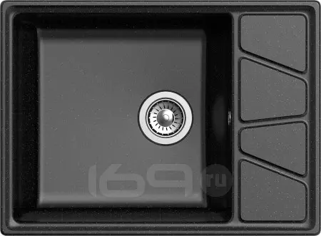 Мойка GranFest Vertex 680L 1 чаша с крылом 660*500мм черный