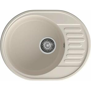 Мойка кварцевая ЭкоМ 6148 1-чаша+крыло 620*480мм белый