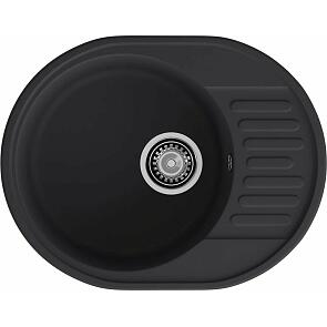 Мойка кварцевая ЭкоМ 6148 1-чаша+крыло 620*480мм черный