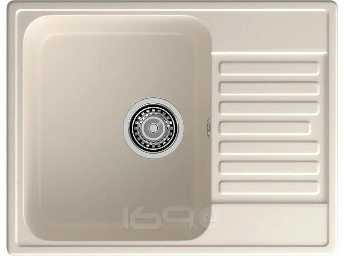 Мойка кварцевая ЭкоМ 6248 1-чаша+крыло 620*480мм белый