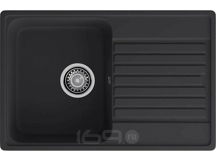 Мойка кварцевая ЭкоМ 7448 1-чаша+крыло 740*480мм черный