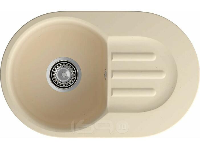 Мойка мрамор ЭкоМ М-685  1 чаша+крыло 683*433мм бежевый