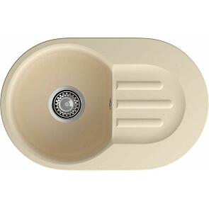 Мойка мрамор ЭкоМ М-685  1 чаша+крыло 683*433мм бежевый