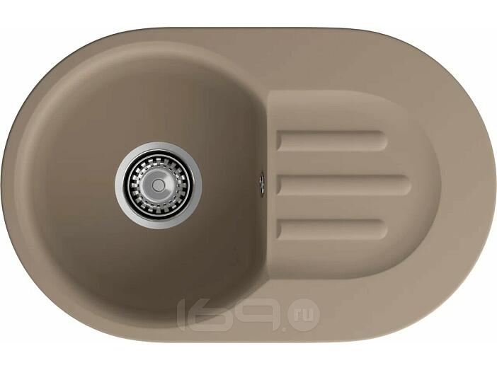 Мойка мрамор ЭкоМ М-685  1 чаша+крыло 683*433мм песочный