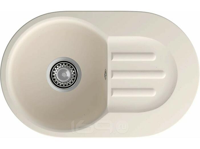 Мойка мрамор ЭкоМ М-685  1 чаша+крыло 683*433мм белый