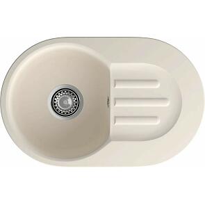 Мойка мрамор ЭкоМ М-685  1 чаша+крыло 683*433мм белый