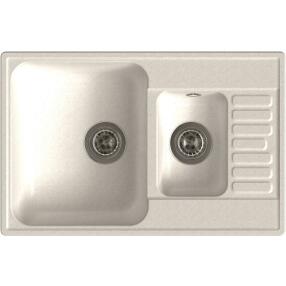 QUARZ (ECO-21К) Мойка 1.5-чаш+кр. 740*480 (белый)