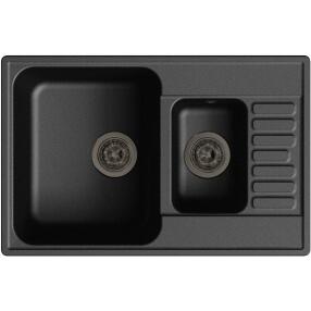 QUARZ (ECO-21К) Мойка 1.5-чаш+кр. 740*480 (черный)