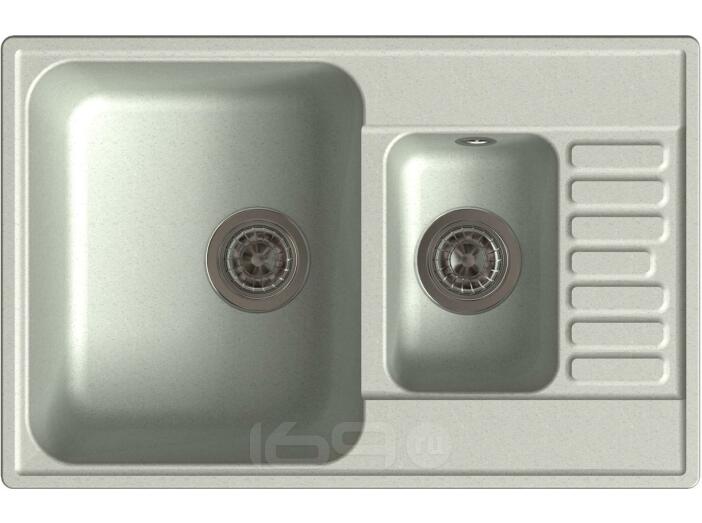 QUARZ (ECO-21К) Мойка 1.5-чаш+кр. 740*480 (серый)