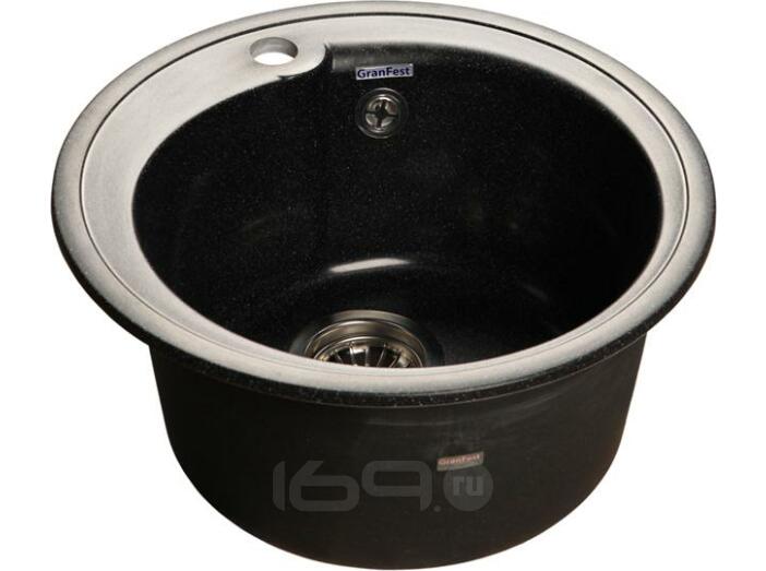 Мойка мрамор RONDO GF-R--450  D=450 мм  черный